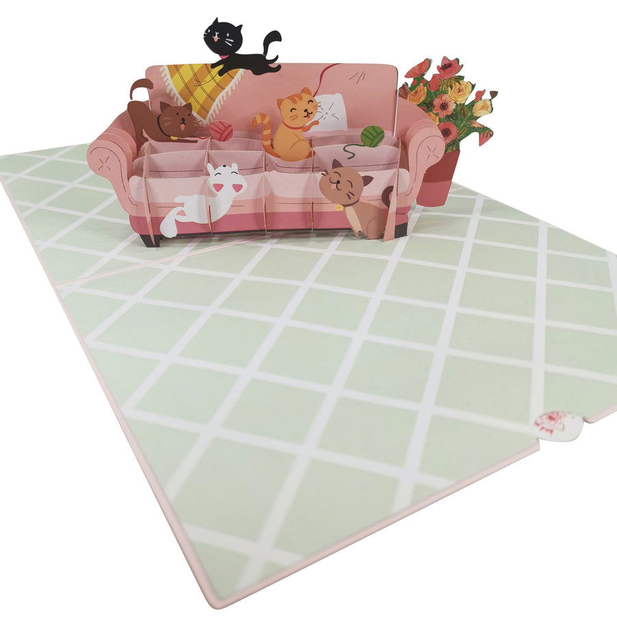 Cats on the Sofa 3D Pop Up Card UK