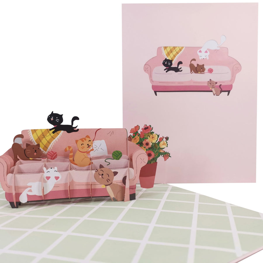 Cats on the Sofa 3D Pop Up Card UK