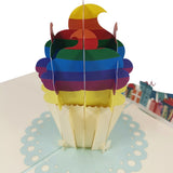 Rainbow Birthday Cupcake 3D Pop Up Card UK