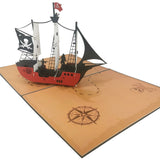 Jolly Roger Pirate Ship 3D Pop Up Card UK