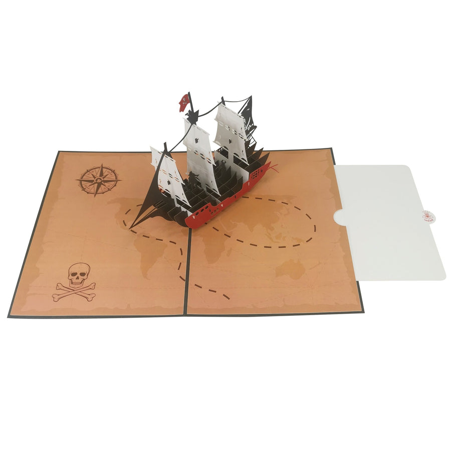 Jolly Roger Pirate Ship 3D Pop Up Card UK