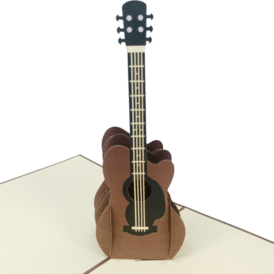 Brown Acoustic Guitar 3D Pop Up Card UK