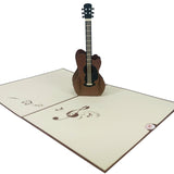 Brown Acoustic Guitar 3D Pop Up Card UK
