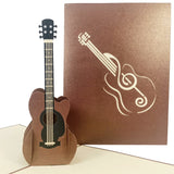 Brown Acoustic Guitar 3D Pop Up Card UK