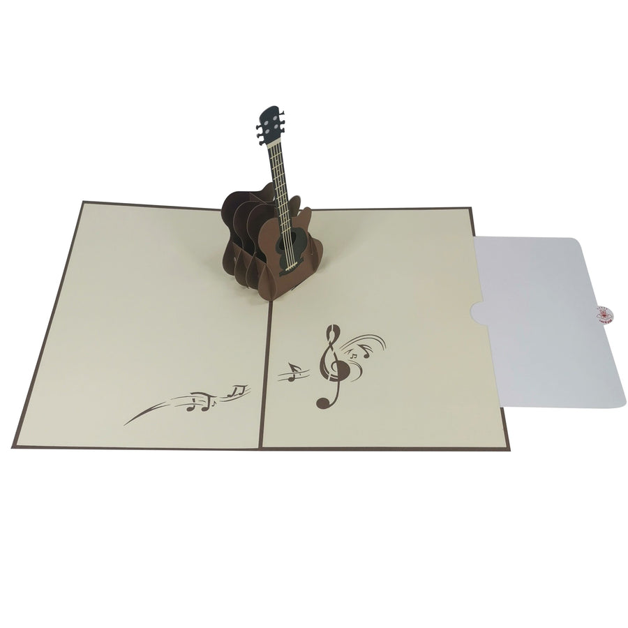 Brown Acoustic Guitar 3D Pop Up Card UK