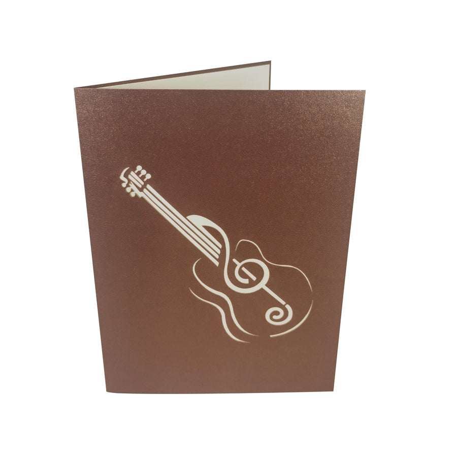 Brown Acoustic Guitar 3D Pop Up Card UK