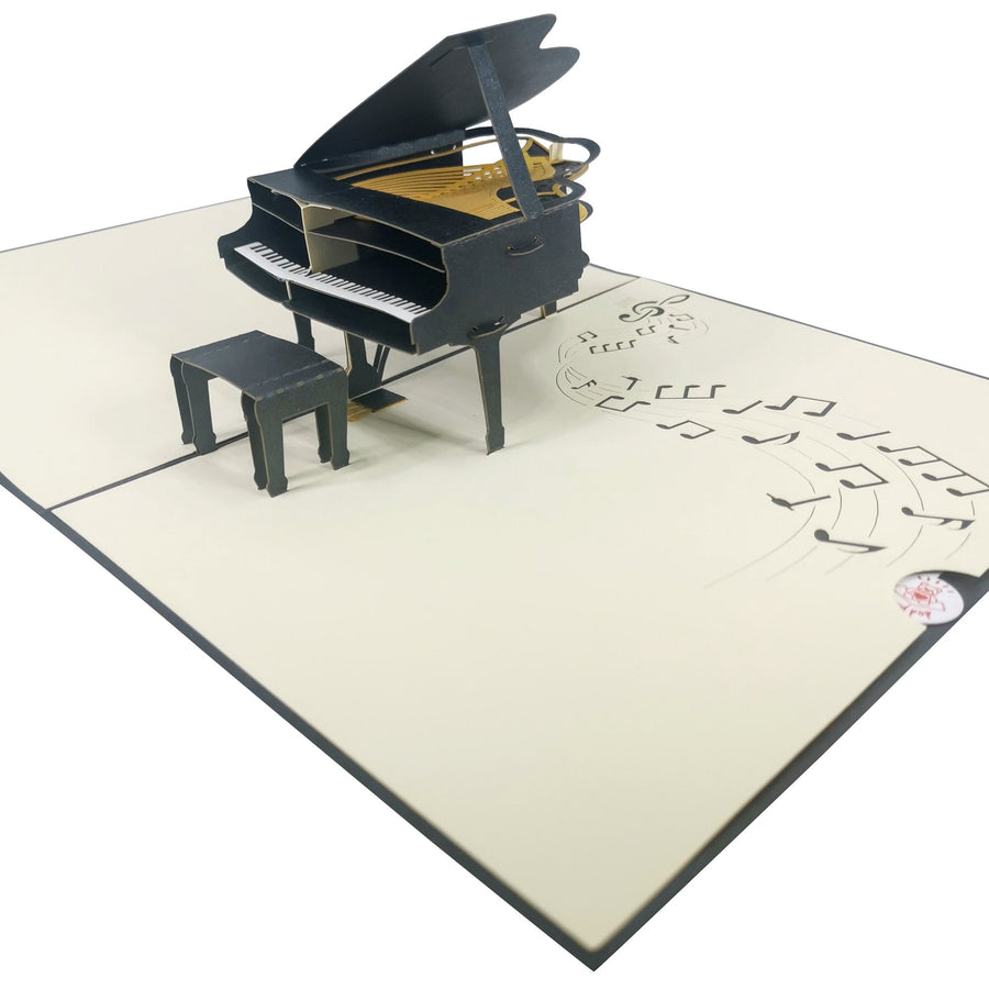 Black Grand Piano 3D Pop Up Card UK