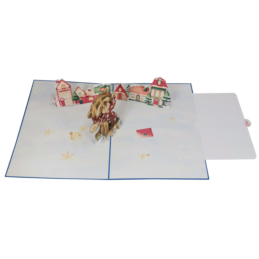 Christmas Teddy In Town 3D Pop Up Christmas Card UK