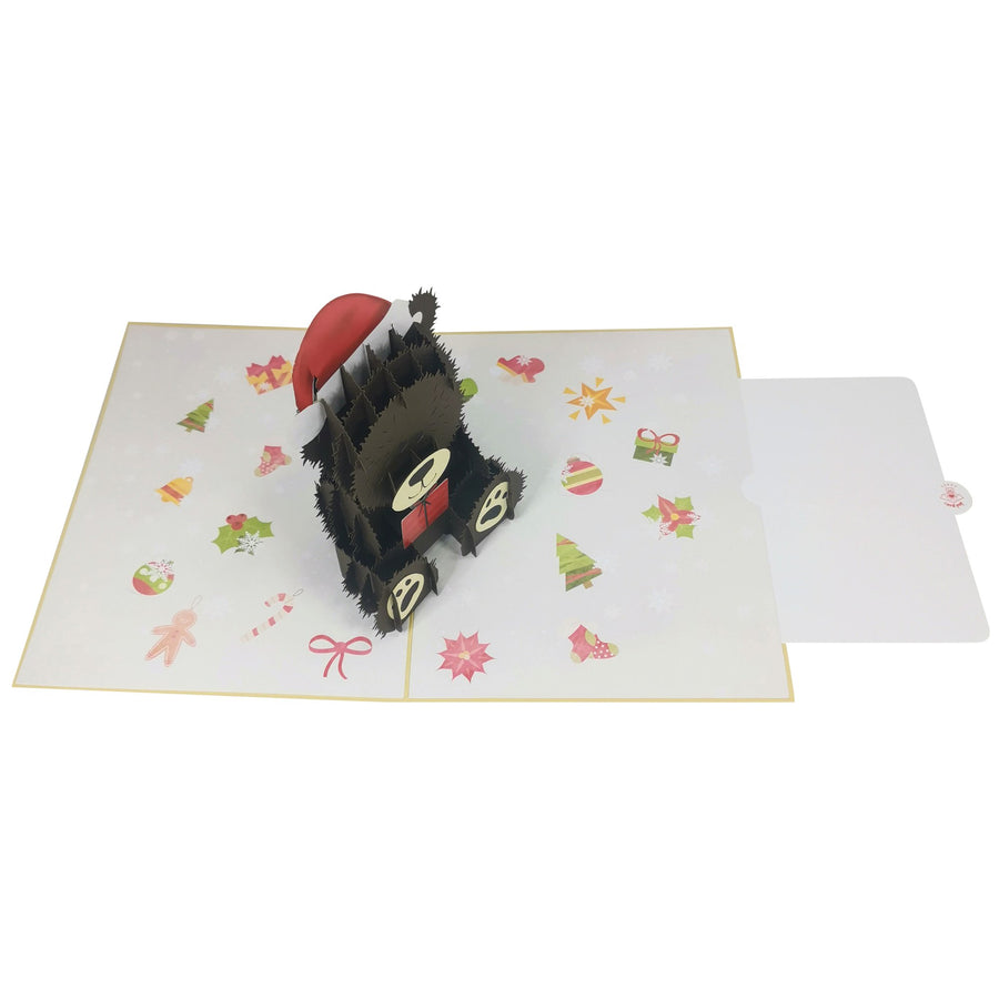 Christmas Teddy & Present 3D Pop Up Christmas Card UK