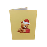 Christmas Teddy & Present 3D Pop Up Christmas Card UK