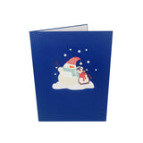 Snowman & Penguins Playing 3D Pop Up Christmas Card UK