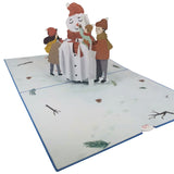 Family Playing With Snowman 3D Pop Up Christmas Card UK