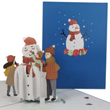 Family Playing With Snowman 3D Pop Up Christmas Card UK