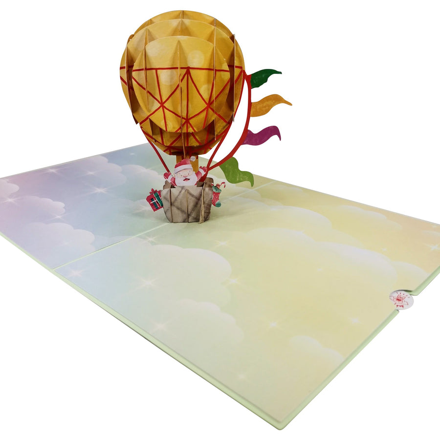 Santa Delivering Presents in Hot Air Balloon 3D Pop Up Christmas Card UK