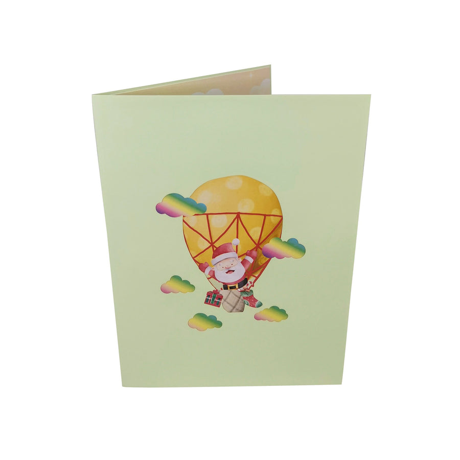 Santa Delivering Presents in Hot Air Balloon 3D Pop Up Christmas Card UK