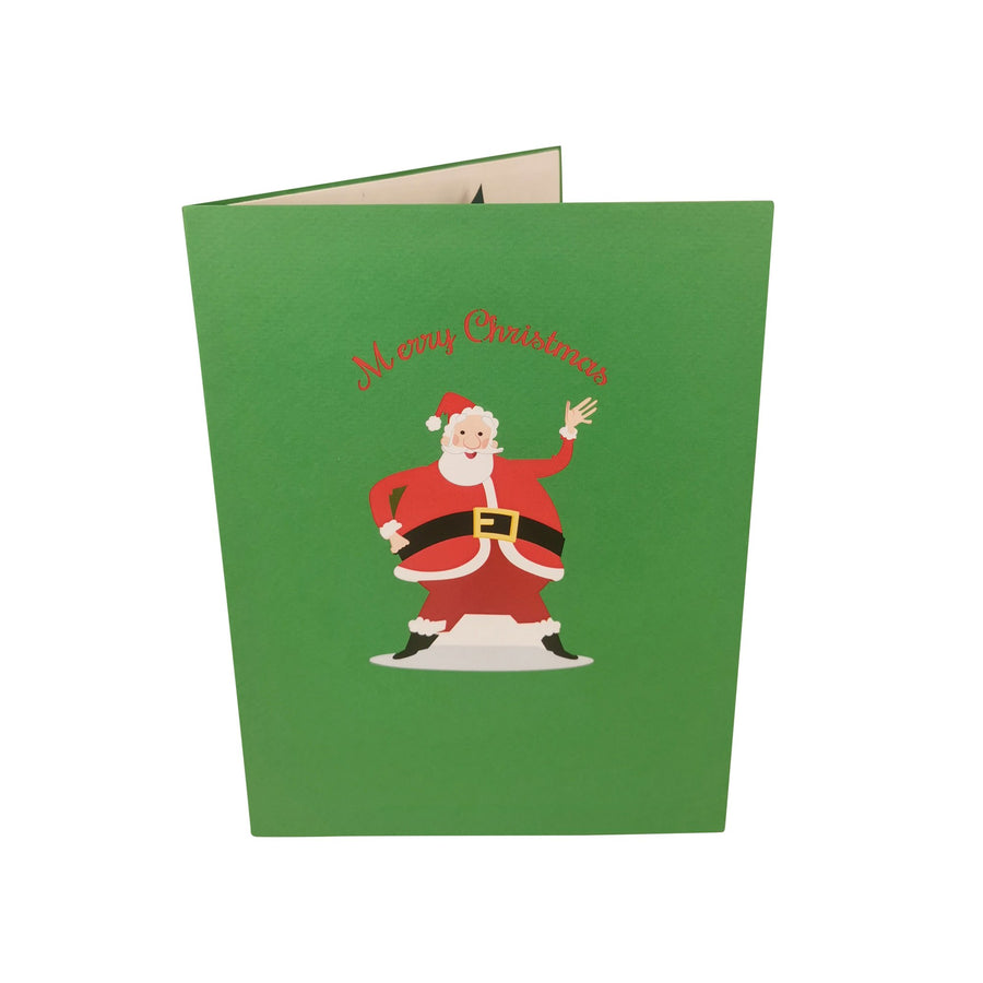 Santa Dancing With Reindeers 3D Pop Up Christmas Card UK