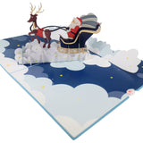 Santa & Reindeer Flying 3D Pop Up Christmas Card UK