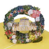 Merry Christmas Wreath 3D Pop Up Christmas Card UK