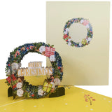 Merry Christmas Wreath 3D Pop Up Christmas Card UK