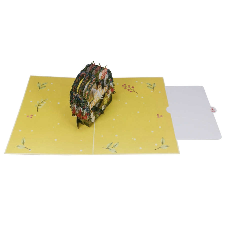 Merry Christmas Wreath 3D Pop Up Christmas Card UK