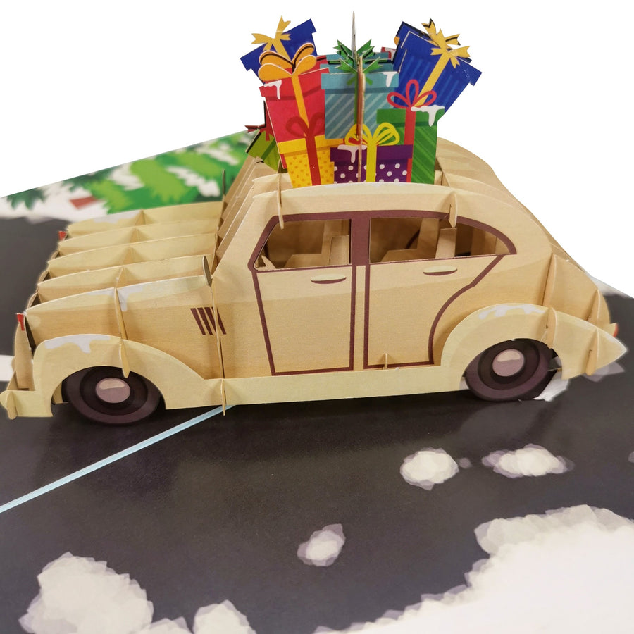 Driving Home For Christmas 3D Pop Up Christmas Card UK