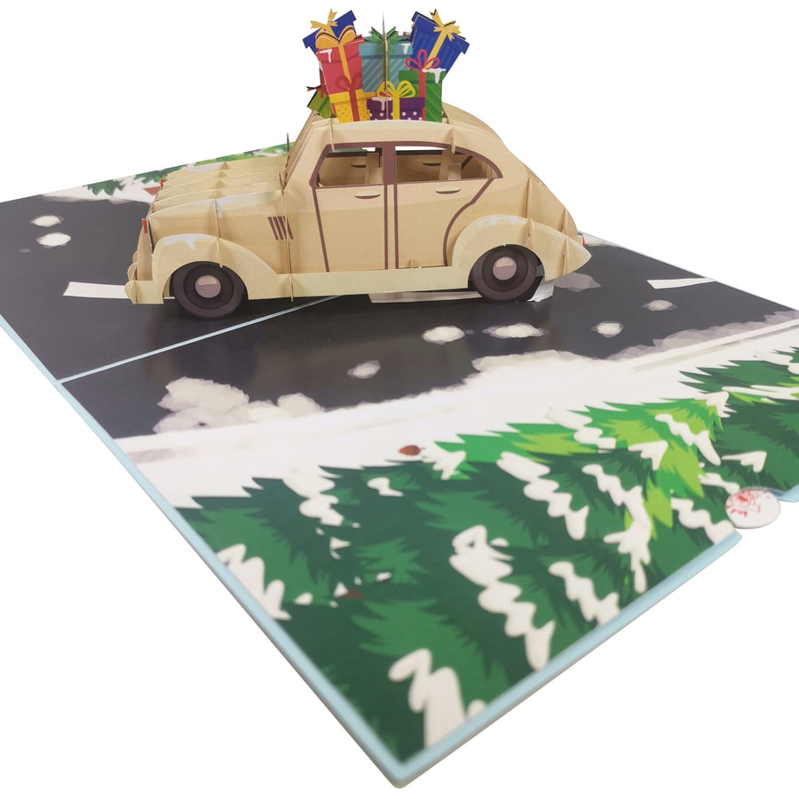 Driving Home For Christmas 3D Pop Up Christmas Card UK