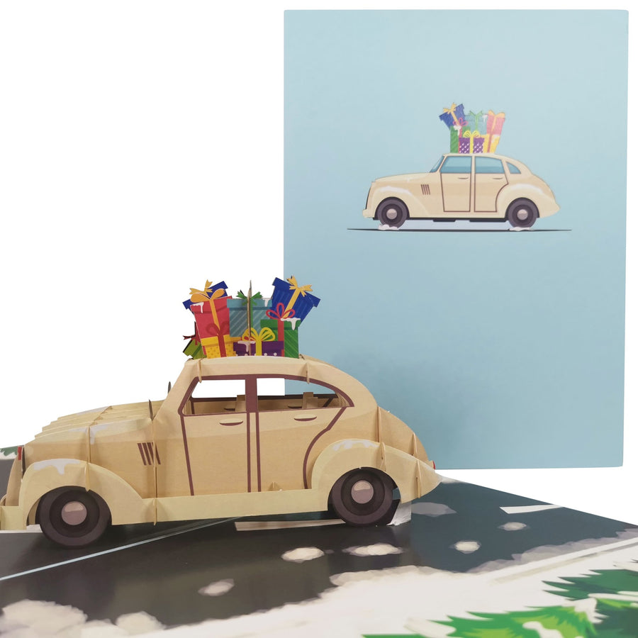 Driving Home For Christmas 3D Pop Up Christmas Card UK