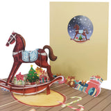 Christmas Rocking Horse 3D Pop Up Christmas Card UK