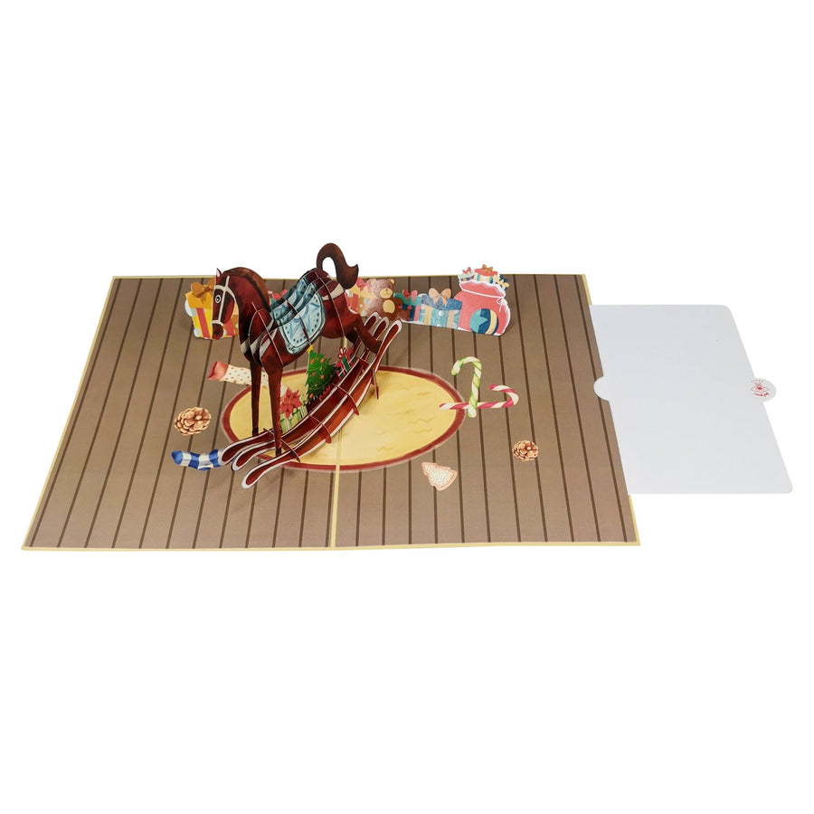 Christmas Rocking Horse 3D Pop Up Christmas Card UK