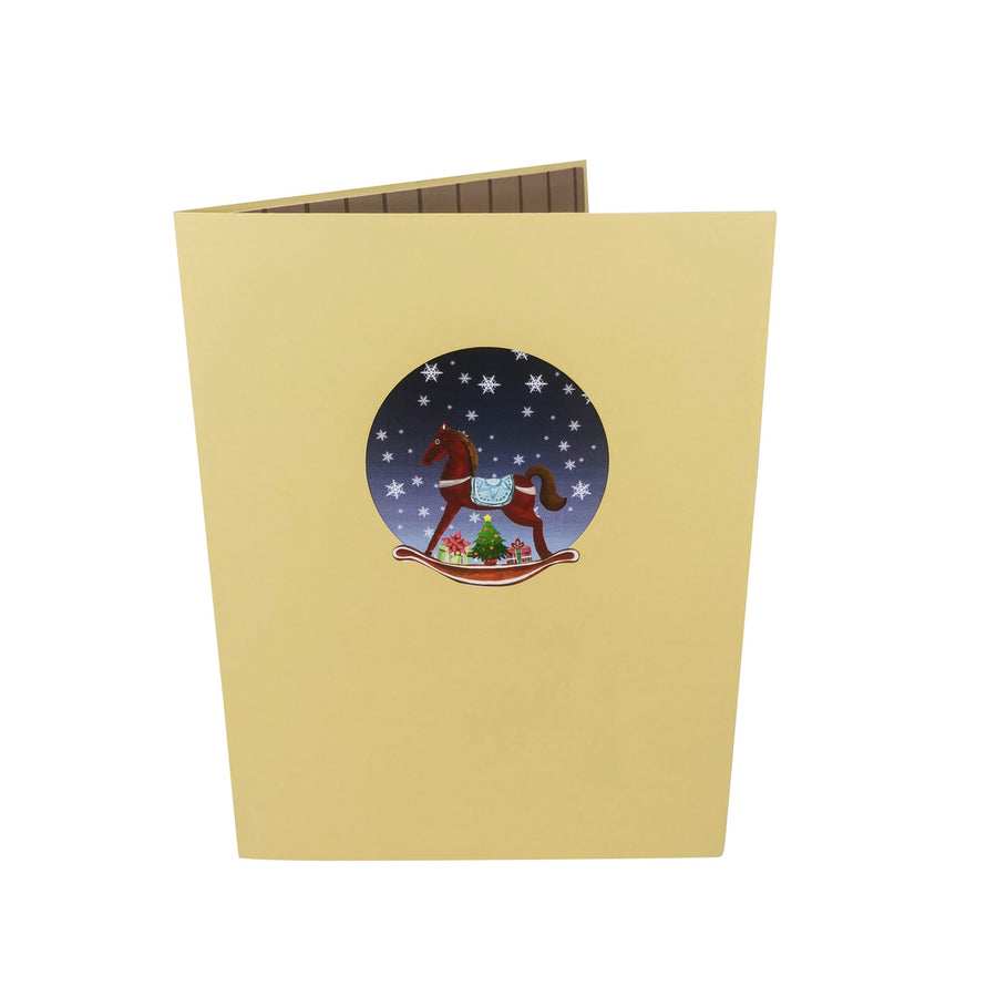 Christmas Rocking Horse 3D Pop Up Christmas Card UK
