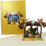Traditional Nativity Scene 3D Pop Up Christmas Card UK