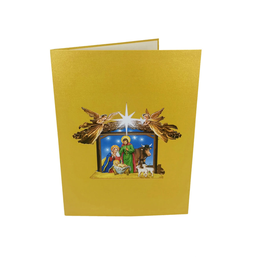 Traditional Nativity Scene 3D Pop Up Christmas Card UK