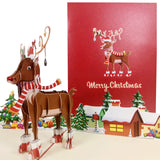 Rudolph Wishes Merry Christmas 3D Pop Up Christmas Card UK