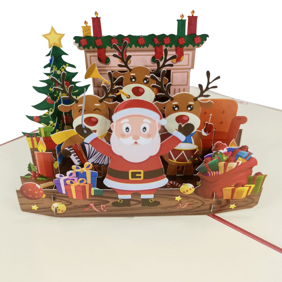 Santa Wishes a Musical Merry Christmas 3D Pop Up Christmas Card UK