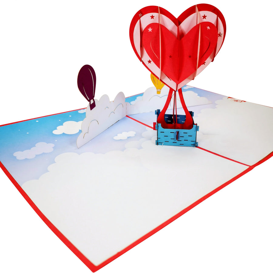 Heart Hot Air Balloon 3D Pop Up Card UK