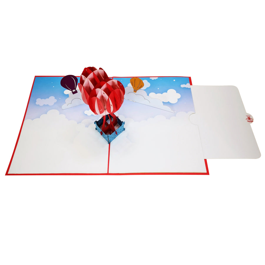 Heart Hot Air Balloon 3D Pop Up Card UK