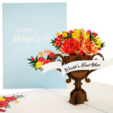 World's Best Mum Flower Trophy 3D Pop Up Card UK