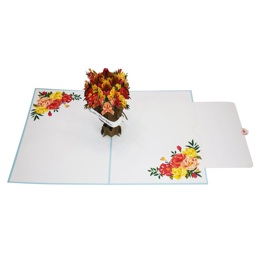 World's Best Mum Flower Trophy 3D Pop Up Card UK