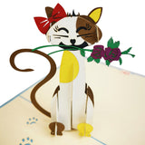 Flower Cat 3D Pop Up Card UK