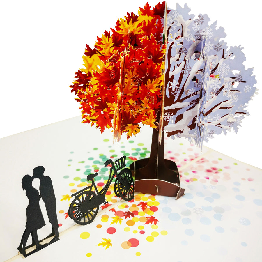 4 Seasons Romance Tree 3D Pop Up Card UK