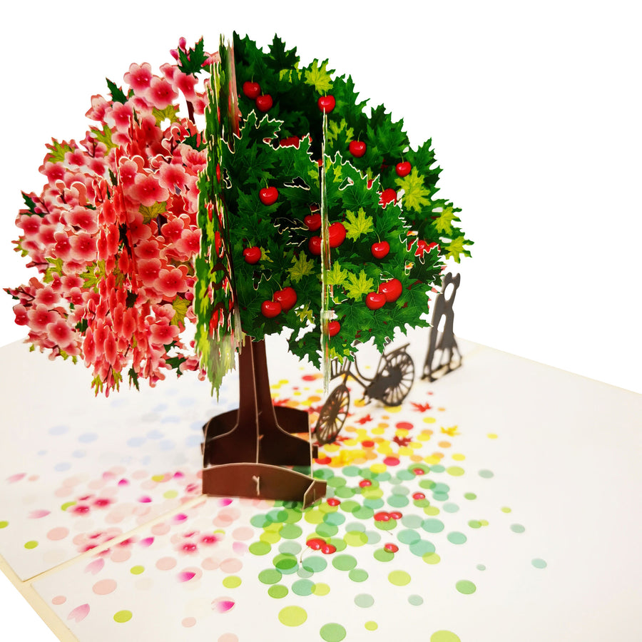 4 Seasons Romance Tree 3D Pop Up Card UK