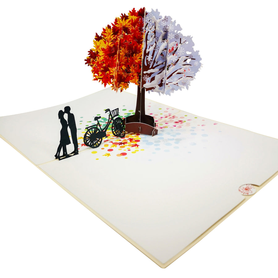 4 Seasons Romance Tree 3D Pop Up Card UK