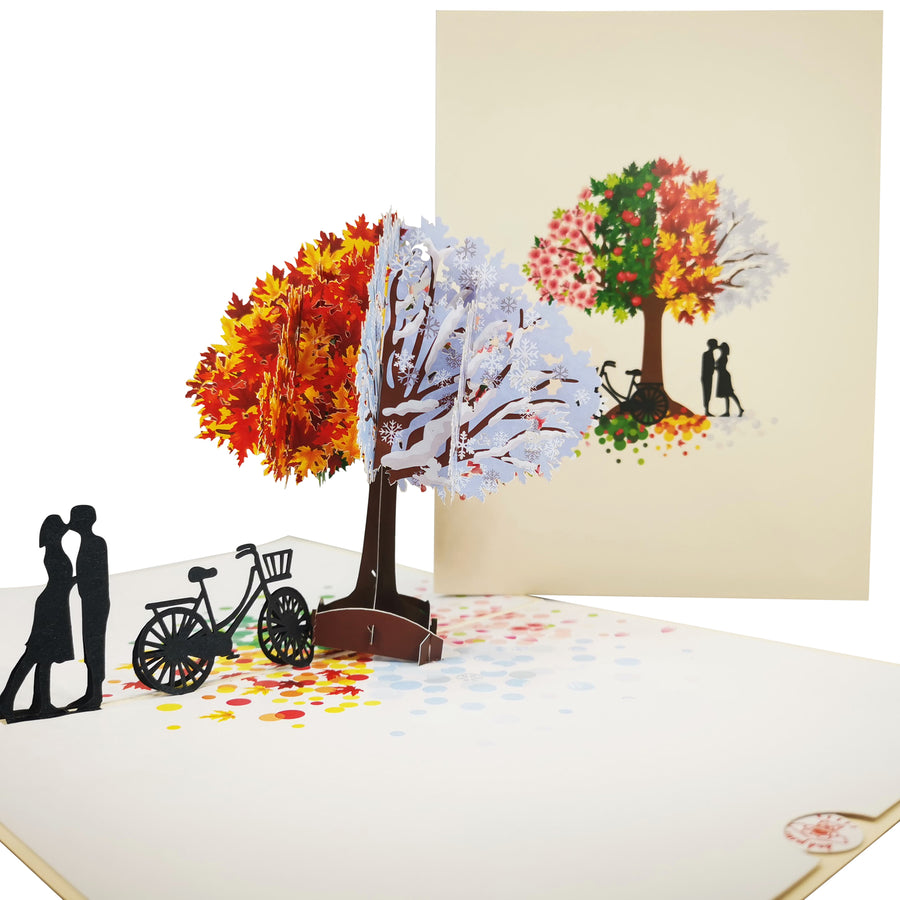 4 Seasons Romance Tree 3D Pop Up Card UK