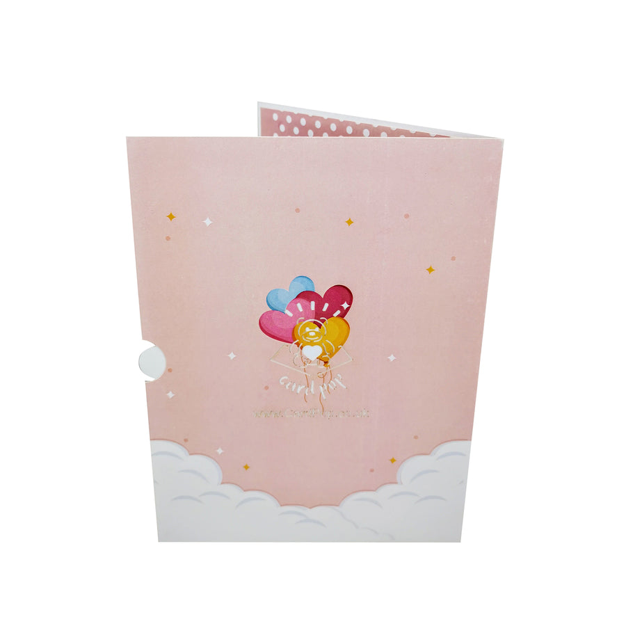 New Baby Girl Pink Cot Pop Up Card UK