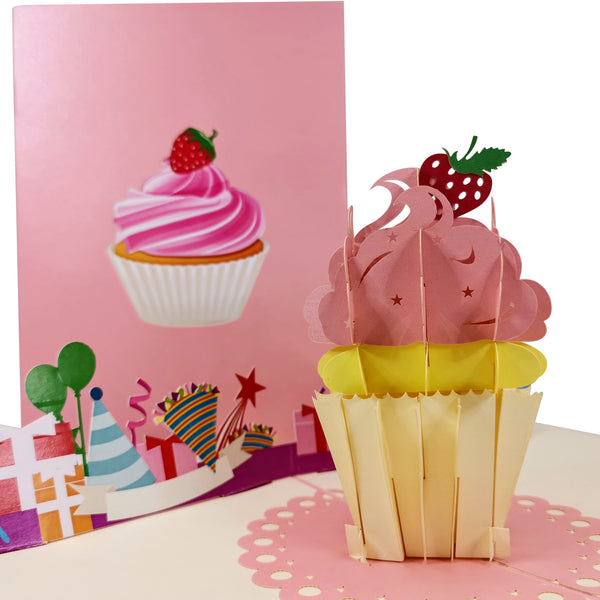 Strawberry Birthday Cupcake Pop-Up Card