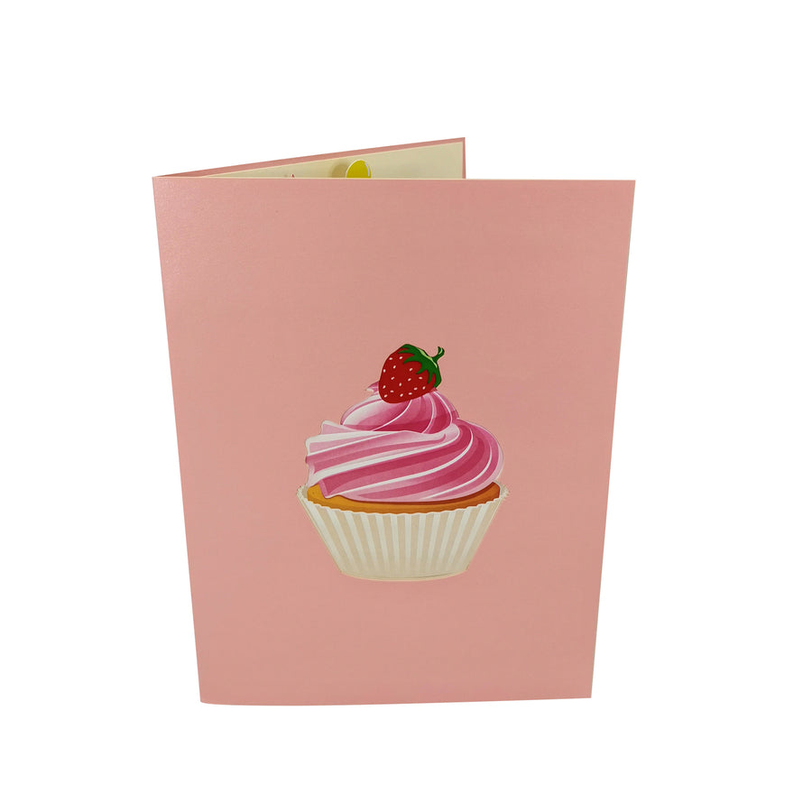 Strawberry Birthday Cupcake 3D Pop Up Card UK