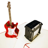 Red Electric Guitar & Amp 3D Pop Up Card UK