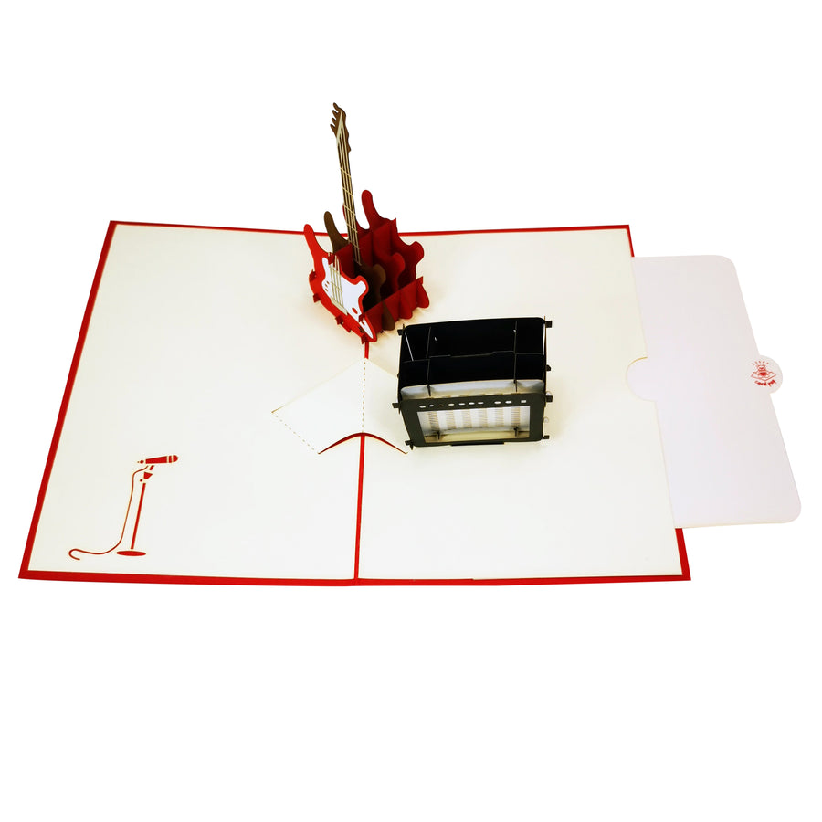 Red Electric Guitar & Amp 3D Pop Up Card UK