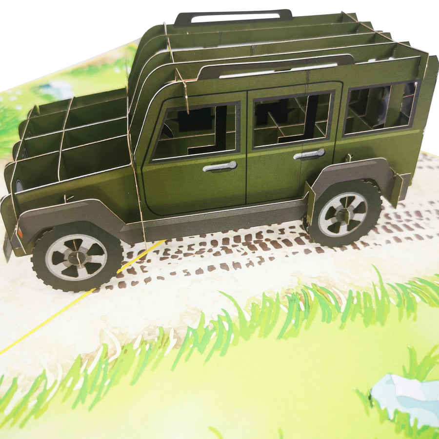 Jeep 4x4 Off Road Car in Green Pop Up Card UK