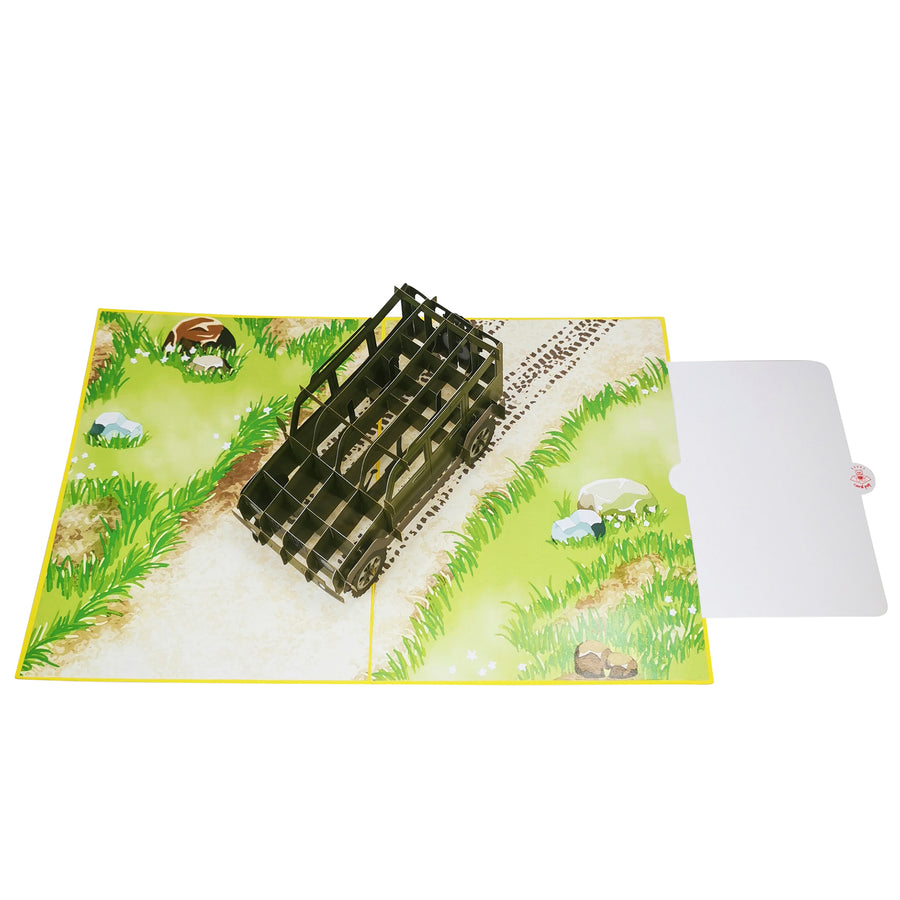 Jeep 4x4 Off Road Car in Green Pop Up Card UK